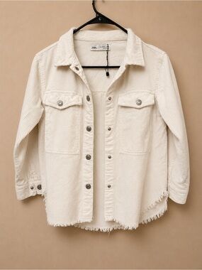 Zara Off-White Corduroy Shacket